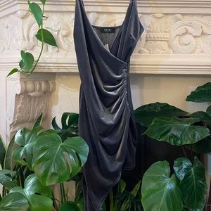 AKIRA sexy smoky silver grey velvet dress